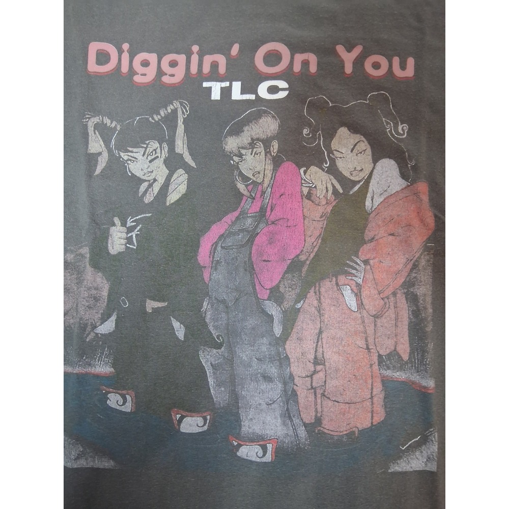 TLC Diggin On You XL T-Shirt Gray Anime Style R&B Music Tee L - Picture 2 of 6